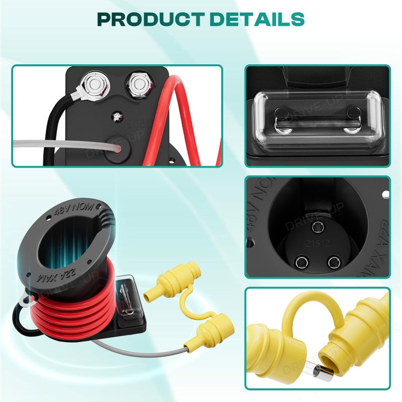 Drive-up Club Car 48V Charger Receptacle with Fuse Assembly for 2000-Up Electric Golf Cart, Club Car DS Charging Port OEM 101802101 101846801 - Image 4